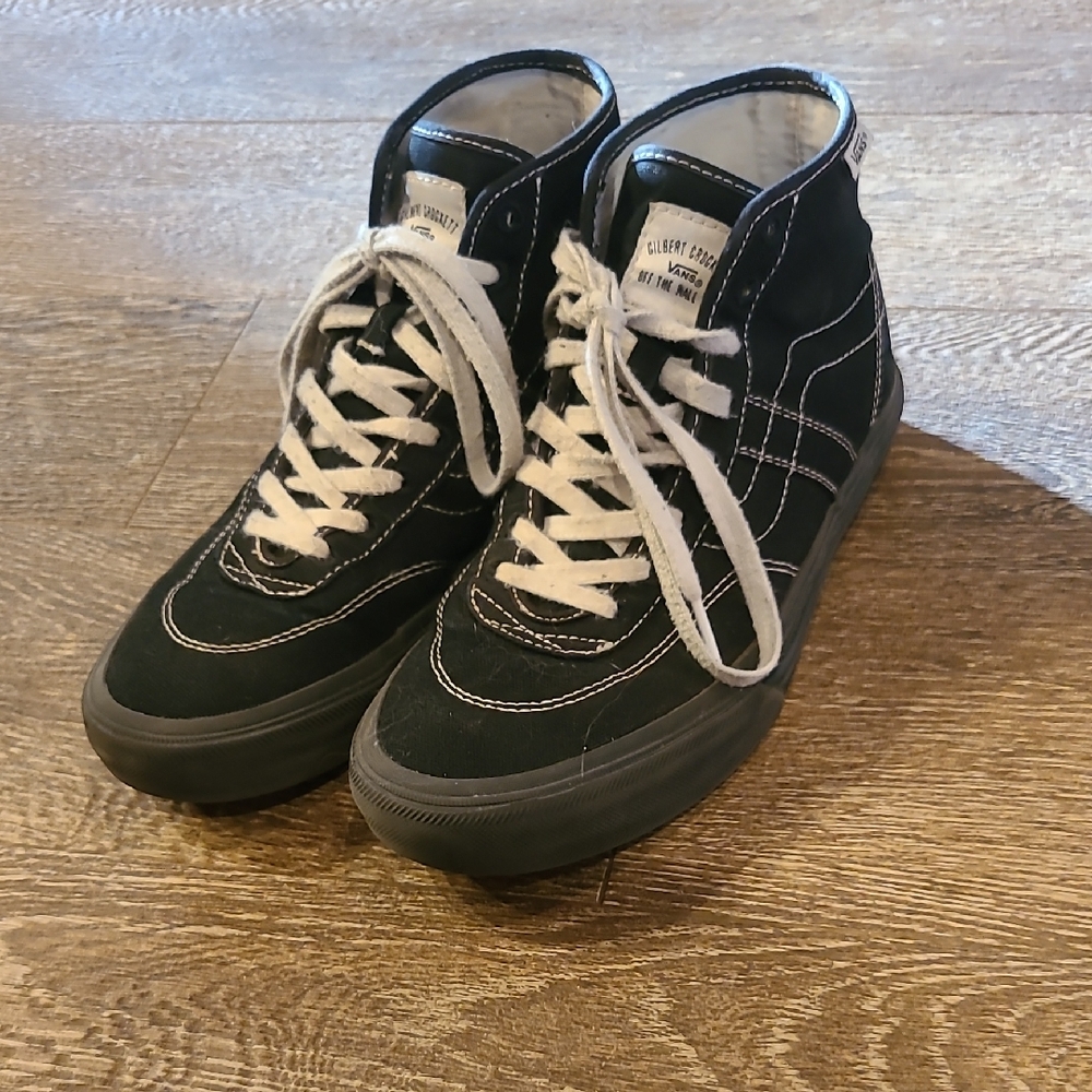 Vans Black High-Tops with White Accents Size 7 Men